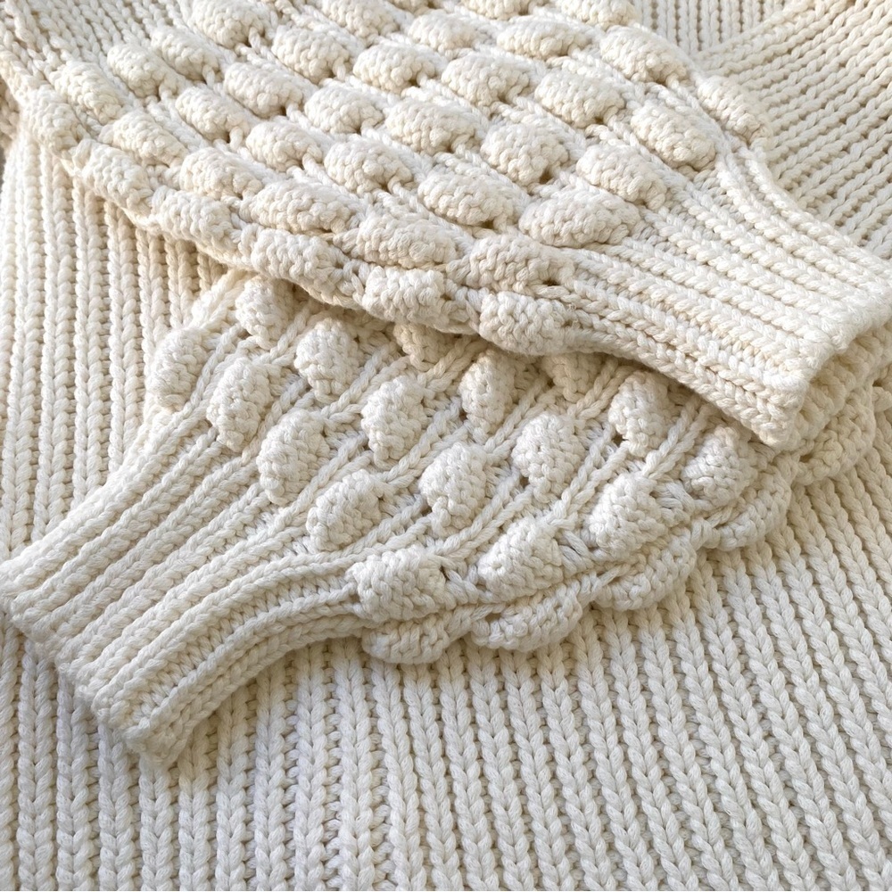 Trina Turk NWT Bellanca Bubble Sleeve Sweater White Knit, Size M - Picture 4 of 8